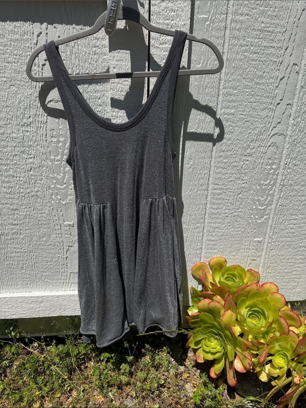 Free People Beach Sparkle Scoop Neck Tank Dress - Gray